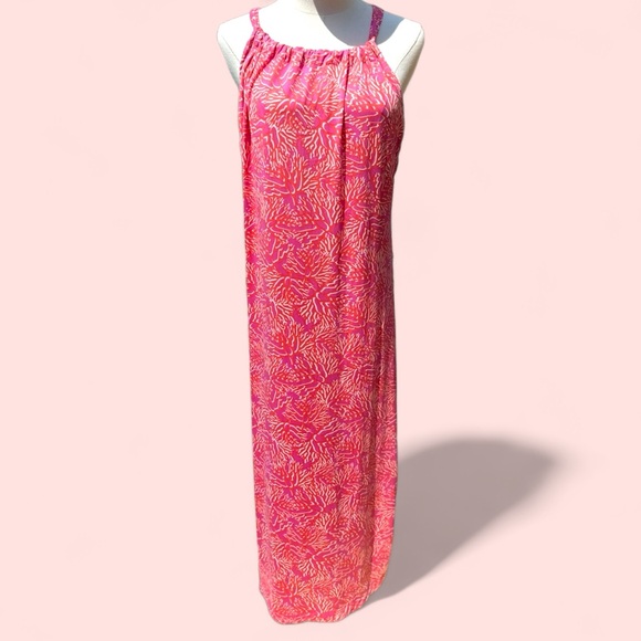 La Mer‎ Luxe size Large pink coral adjustable straps with belt midi dress - Picture 2 of 11